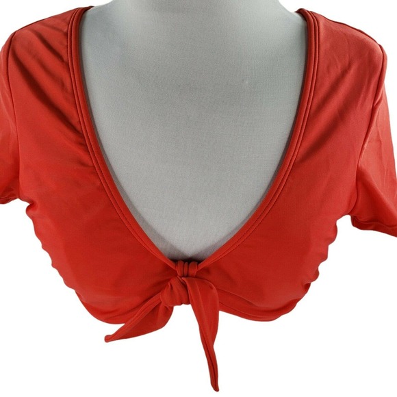 Xhilaration Red Bikini Swim Top Jrs 11/13 Wmns 8/10 Tie Front Open Back - Picture 5 of 10